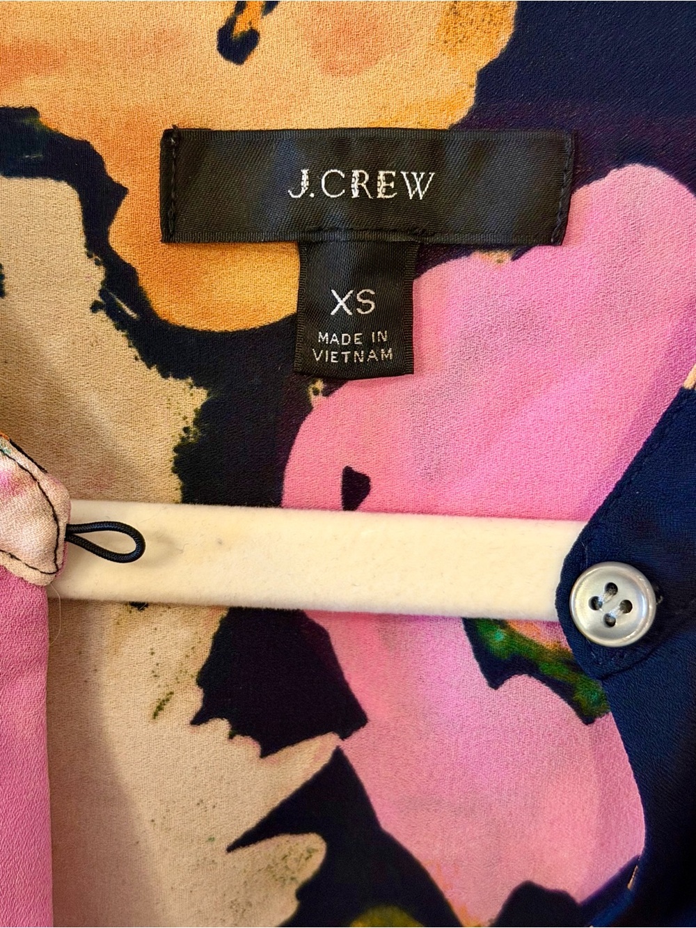 J. Crew Pink and Navy Floral Blouse